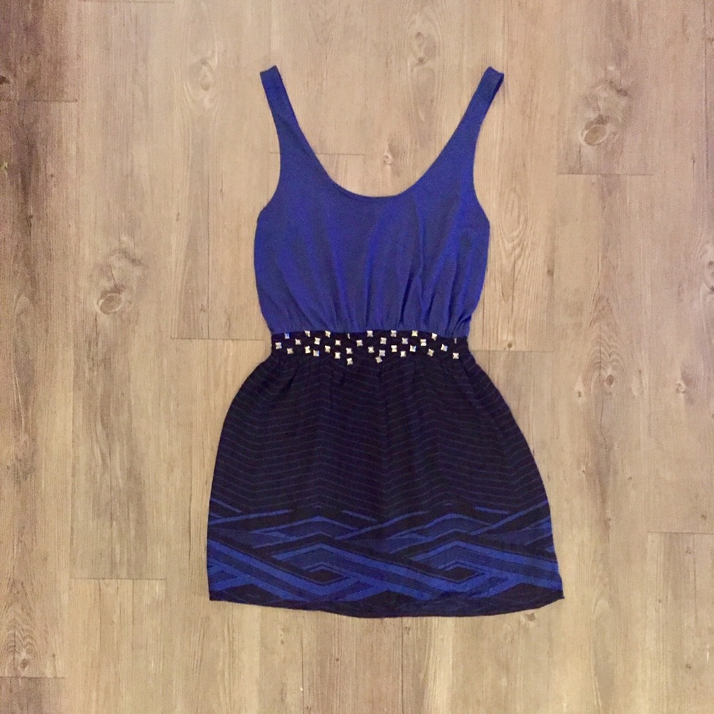 Navy Patterned Mini Dress